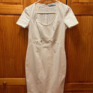 Blumarine White Puff Sleeve Sheath Dress